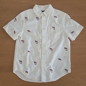 POLO RALPH LAUREN SHORT SLEEVE OXFORD DRESS SHIRT BOY - AMERICAN FLAGS - SIZE 8